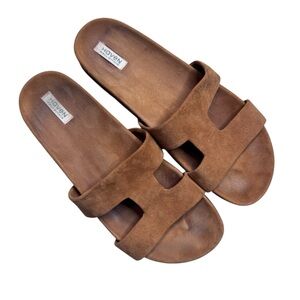 Haven Well Within Women's Suede Brown Honey Suede Cutout Slides Sandals Size 9M